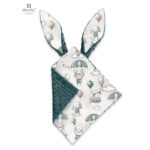 Jucărie textilă senzorială cu 2 fețe, 30 x 30 cm, Minky și bumbac, Minky Parachutes Olive