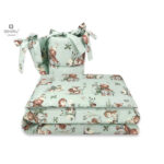 Lenjerie pătuț cu 3 piese pentru pat 120x60 cm, cu protecție laterală, MimiNu, Let's Go Natural