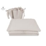 Lenjerie pătuț cu 3 piese pentru pat 120×60 cm, cu protecție laterală, MimiNu, Colectia Royal, Beige