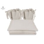 Lenjerie de pat 4 piese pentru pat 120×60 cm, cu două protecții laterale, Bumbac, MimiNu, Colectia Royal, Beige