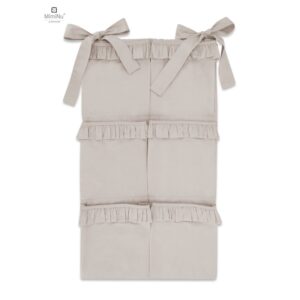 Organizator pentru pătuț cu volănașe și 6 compartimente, 70×40 cm, Bumbac, MimiNu, Colecția Royal, Beige