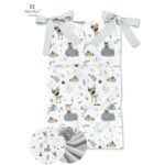 Organizator pentru pătuț cu 6 compartimente, 70x40 cm, Bumbac, MimiNu, Forest friends Grey/Beige