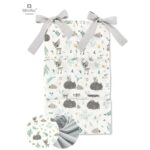 Organizator pentru pătuț cu 6 compartimente, 70x40 cm, Bumbac, MimiNu, Forest friends Grey/Mint