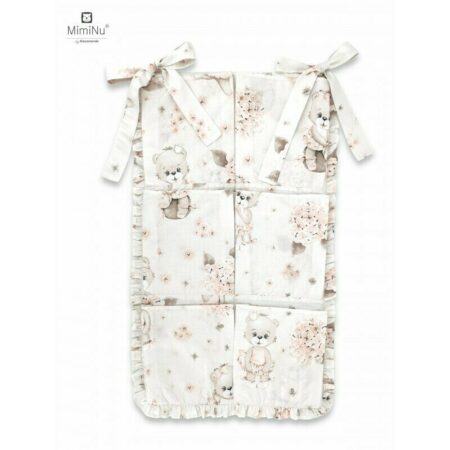 Organizator pentru pătuț cu 6 compartimente, 70x40 cm, Bumbac, MimiNu, Powdery Pink Ballerina