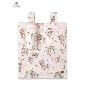 Organizator pentru pătuț cu 3 compartimente, 53x46 cm, MimiNu, Little Ballerina Pink