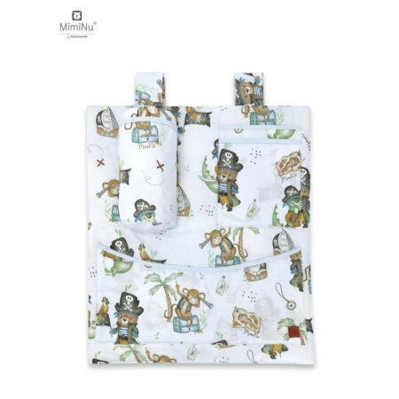 Organizator pentru pătuț cu 3 compartimente, 53x46 cm, MimiNu, Pirates Blue