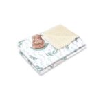 Păturică de iarnă din imitație de lână și bumbac cu două fețe, 70x100 cm, MimiNu, Ecru Lulu Natural