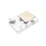 Păturică de iarnă din imitație de lână și bumbac cu două fețe, 70x100 cm, MimiNu, Ecru Peonie Plum