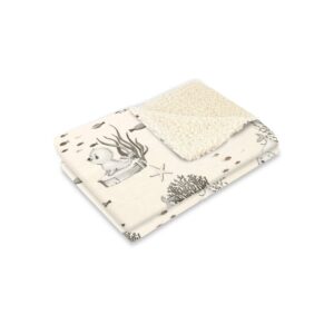 Păturică de iarnă din imitație de lână și bumbac cu două fețe, 70x100 cm, MimiNu, Ecru Seal Beige