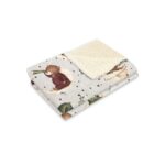 Păturică de iarnă din imitație de lână și bumbac cu două fețe, 70x100 cm, MimiNu, Ecru Teddy Bear On Moon