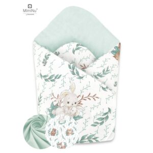 Păturică de înfășat cu două fețe, închidere arici velcro, 75 x 75 cm, MimiNu, Lulu Natural