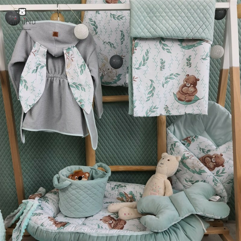 Păturică de înfășat cu două fețe, închidere arici velcro, 75 x 75 cm, MimiNu, Lulu Natural - Image 4