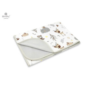 Păturică moale cu 2 fețe, 70x100 cm, Bumbac, MimiNu, Forest Friends Beige