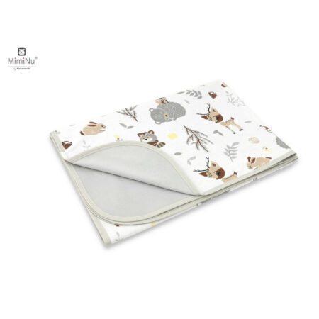 Păturică moale cu 2 fețe, 70x100 cm, Bumbac, MimiNu, Forest Friends Beige