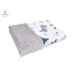 Păturică pufoasă cu două fețe, 75 x 100 cm, Minky și Bumbac, MimiNu, Dino Granat