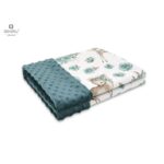 Păturică pufoasă cu două fețe, 75 x 100 cm, Minky și Bumbac, MimiNu, Sweet Deer Mint