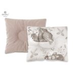 Pernă bebeluș cu două fețe din catifea și bumbac, MimiNu, 23x26 cm, Velvet Calm Forest Beige