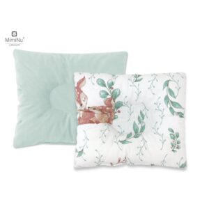 Pernă bebeluș cu două fețe din catifea și bumbac, MimiNu, 23x26 cm, Velvet Lulu Natural