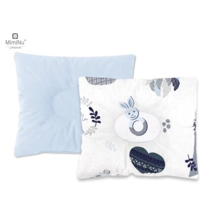 Pernă bebeluș cu două fețe din catifea și bumbac, MimiNu, 23x26 cm, Baby Shower Blue