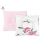 Pernă bebeluș cu două fețe din catifea și bumbac, MimiNu, 23x26 cm, Velvet Peonie Pink