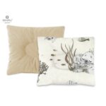 Pernă bebeluș cu două fețe din catifea și bumbac, MimiNu, 23x26 cm, Velvet Seal Beige