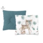 Pernă bebeluș cu două fețe din catifea și bumbac, MimiNu, 23x26 cm, Velvet Sweet Deer Mint