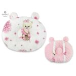 Pernă bebeluș cu două fețe din catifea și bumbac, MimiNu, Minky Pink Ballerina
