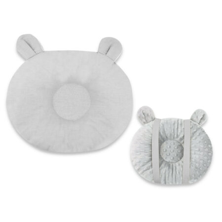 Pernă bebeluș cu două fețe din catifea și bumbac, MimiNu, Minky Parachutes Olive