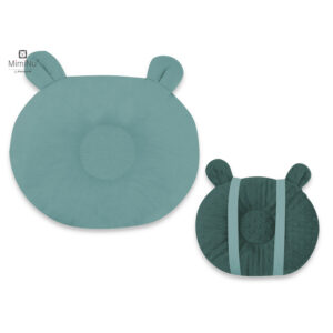 Pernă bebeluș cu două fețe din catifea și bumbac, MimiNu, Minky Nepal Green