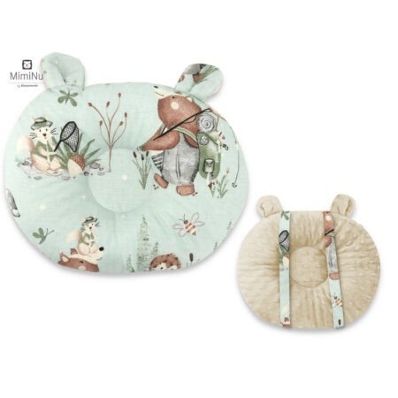 Pernă bebeluș cu două fețe din catifea și bumbac, MimiNu, Minky Let's Go Natural
