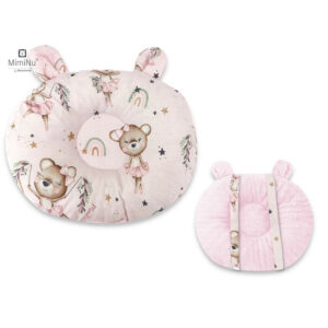 Pernă bebeluș cu două fețe din catifea și bumbac, MimiNu, Minky Little Ballerina Pink