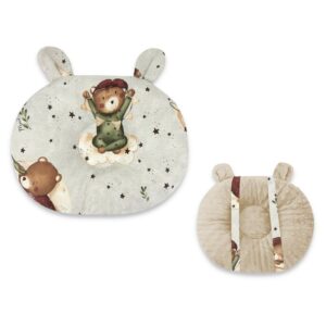 Pernă bebeluș cu două fețe din Minky și bumbac, MimiNu, Teddy Bear On Moon