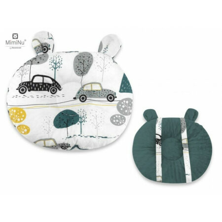 Pernă bebeluș cu două fețe din catifea și bumbac, MimiNu, Minky Childrens Journey Grey
