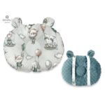 Pernă bebeluș cu două fețe din catifea și bumbac, MimiNu, Minky Parachutes Olive