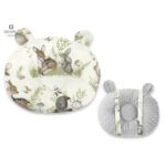 Pernă bebeluș cu două fețe din catifea și bumbac, MimiNu, Minky Calm Forest Natural