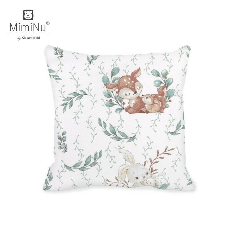 Pernă clasică de dormit 40x40 cm, Bumbac, husă detașabila cu fermoar, MimiNu, Lulu natural