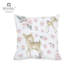 Pernă clasică de dormit 40x40 cm, Bumbac, husă detașabila cu fermoar, MimiNu, Sweet Deer Pink