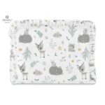 Pernă pentru bebeluși 30x40 cm, Cu volănașe, Cu husă detașabilă, Bumbac, MimiNu, Forest Friends Mint