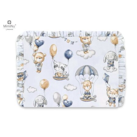 Pernă pentru bebeluși 30x40 cm, Cu volănașe, Cu husă detașabilă, Bumbac, MimiNu, Parachutes Blue