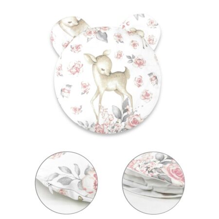 Pernă ergonomică, Cu husă detașabilă cu fermoar, MimiNu, Sweet Deer Pink