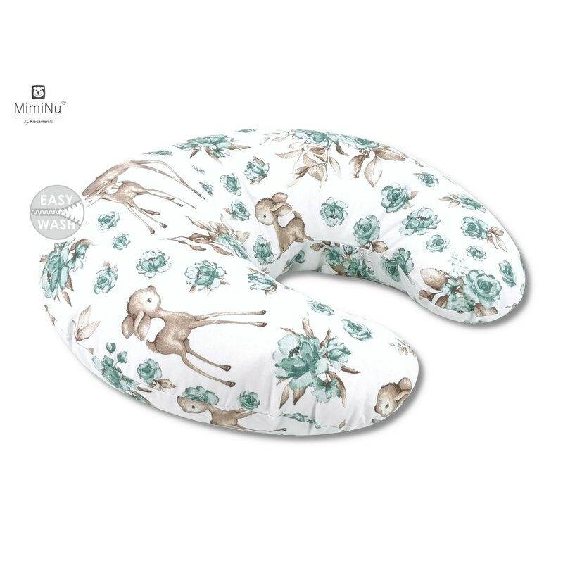 Pernă pentru alăptat cu husă detașabilă, 155 cm, MimiNu, Sweet Deer Mint