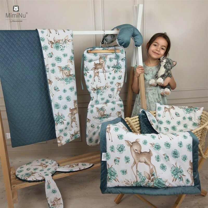 Pernă pentru alăptat cu husă detașabilă, 155 cm, MimiNu, Sweet Deer Mint - Image 3