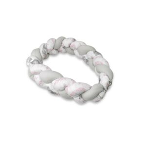 Protecție laterală împletită pentru pat 220 cm, Tip bumper, Bumbac, MimiNu, Lulu Rose