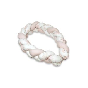 Protecție laterală împletită pentru pat 220 cm, Tip bumper, Bumbac, MimiNu, Powdery Pink Ballerina
