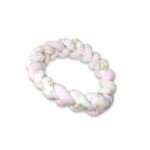 Protecție laterală împletită pentru pat 220 cm, Tip bumper, Bumbac, MimiNu, Sweet Deer Pink