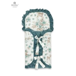 Sac de dormit multifuncțional cu volănașe și panglici, 82 x 41 cm, MimiNu, Sweet Deer Mint