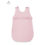 Sac de dormit cu volănașe, de iarnă, din bumbac cu fermoar lateral, 70 cm, 0 – 6 luni, MimiNu, Colecția Royal, Powder Pink