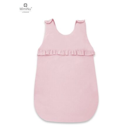 Sac de dormit cu volănașe, de iarnă, din bumbac cu fermoar lateral, 70 cm, 0 – 6 luni, MimiNu, Colectia Royal, Powder Pink