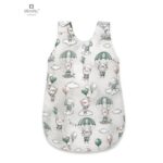 Sac de dormit de iarnă din bumbac cu fermoar lateral, 70 cm, 0 - 6 luni, MimiNu, Parachutes Olive