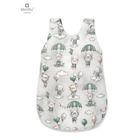 Sac de dormit de iarnă din bumbac cu fermoar lateral, 70 cm, 0 - 6 luni, MimiNu, Parachutes Olive